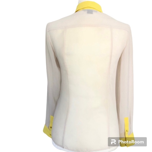 A|X Armani Exchange Cream Silk Sheer Button Down Shirt Top Women"s Size XS - Picture 5 of 13